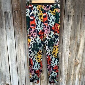 Tory Burch Printed Beach Pant Jogger Cotton Multi Logo XS